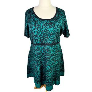 Nina Leonard Fit and Flare Sweater Dress Size 3X Black Emerald NWOT